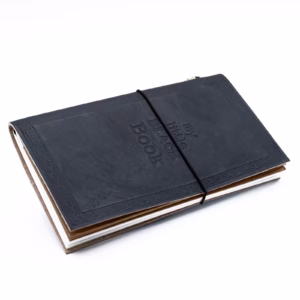 Håndlaget Dagbok Notisbok Notisblok Lær - My Little Black Book - Svart (80 Sider)