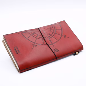 Handmade Leather Journal - The Adventure Begins - Red - 80 Pages