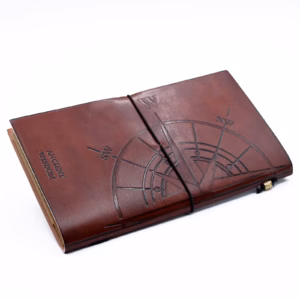 Handgemaakt Leren Dagboek - Travel The World - Bruin - 80 Pagina's