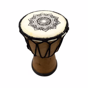 Håndlaget Djembe Tromme med Bred Topp - 15 cm