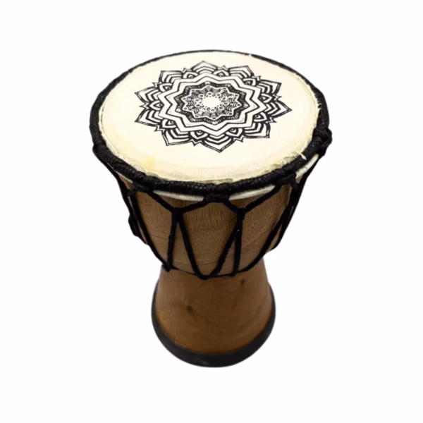Håndlaget Djembe Tromme med Bred Topp - 15 cm