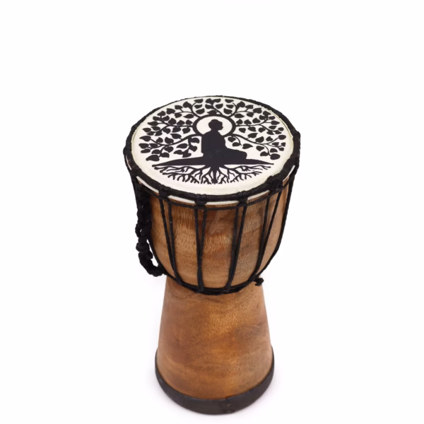 Håndlaget Djembe Tromme med Bred Topp - 25 cm