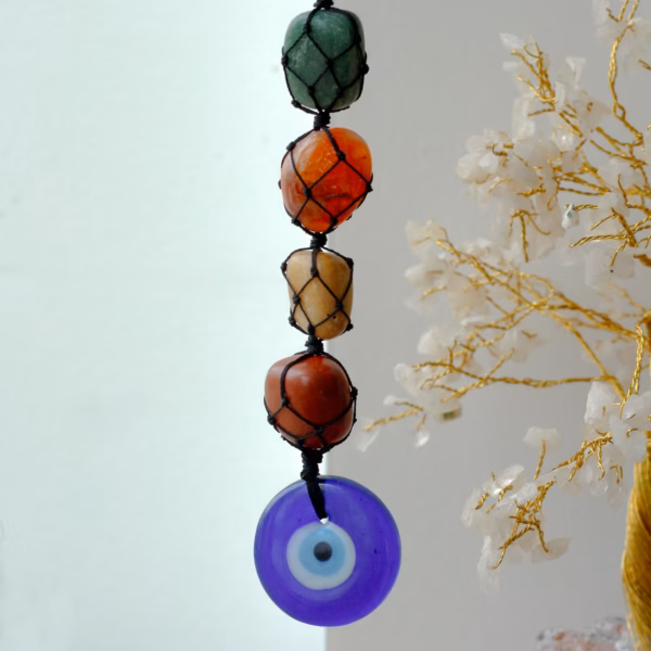 Hanging Chakra Stone  Pendant - Evil Eye - Image 2
