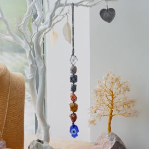 Hanging Chakra Stone Pendant - Hamsa