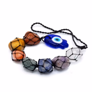 Hanging Chakra Stone  Pendant - Hamsa