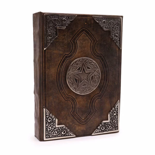 Heafty Brown Tan Book - Pentagon-Dekor I Sink - 200 Sider med Dekkede Kanter - 26x18 cm