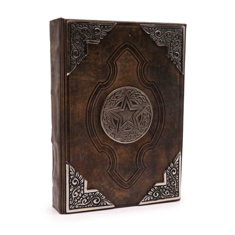 Heafty-Brown-Tan-Book-Zinc-Pentagon-Decor-200-Deckle-Edges-Pages-26x18cm