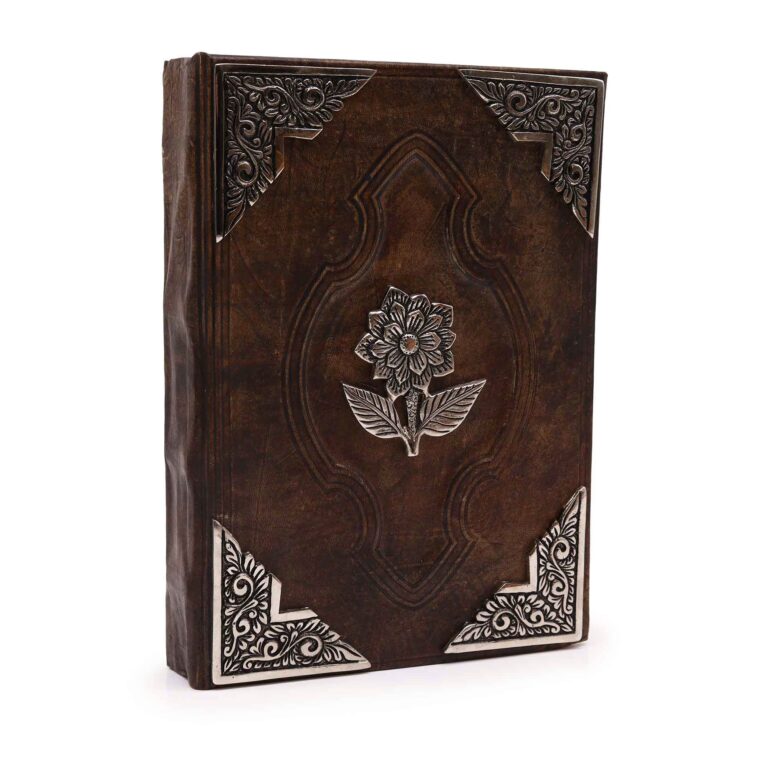 Heafty-Brown-Tan-Book-Zinc-Rose-Decor-200-Deckle-Edges-Pages-26x18cm