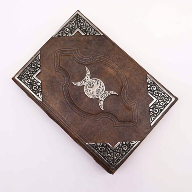 Heafty-Brown-Tan-Book-Zinc-Triple-Moon-Decor-200-Deckle-Edges-Pages-26x18cm