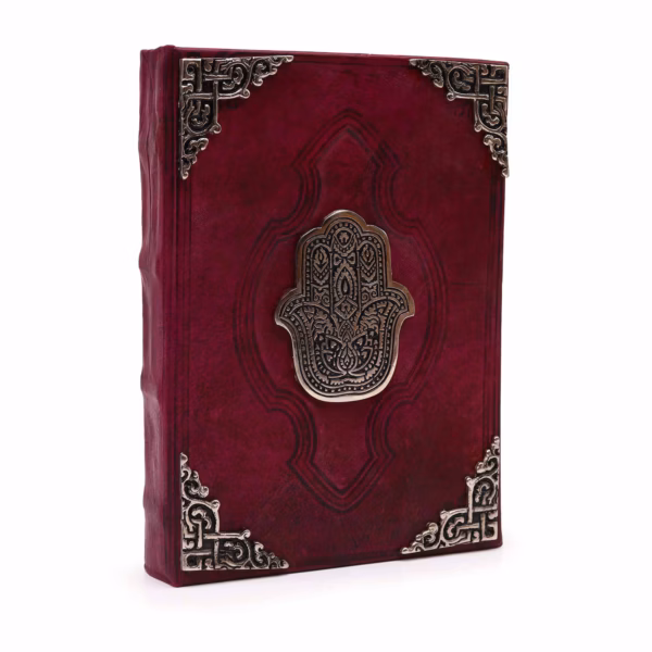 Heafty Red Tan Book - Hamsa-Dekor I Sink - 200 Sider Med Dekkede Kanter - 26X18 Cm
