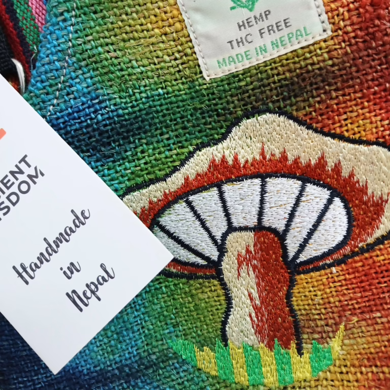 Hemp-Embroidery-Mushroom-Party-Bag-Orange-Mushrooms
