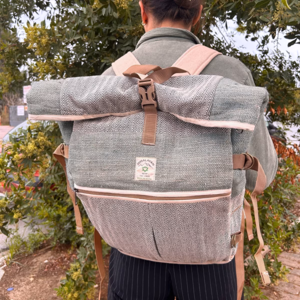 Trekking-Rollrucksack aus Hanf - Salbei – Bild 4