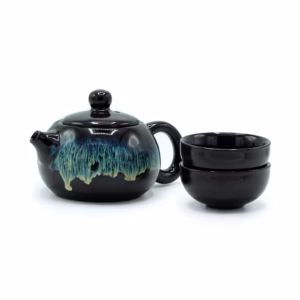 Herbal Black Glaze Tekanne Sett - Kanne Og To Kopper