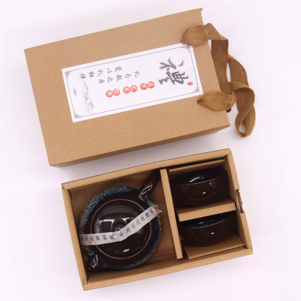 Théière en Céramique Noire - Pot et Deux Tasses – Image 6