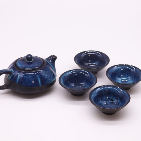Set Théière Herbal Bleue - Pot &Amp; Quatre Tasses – Image 4