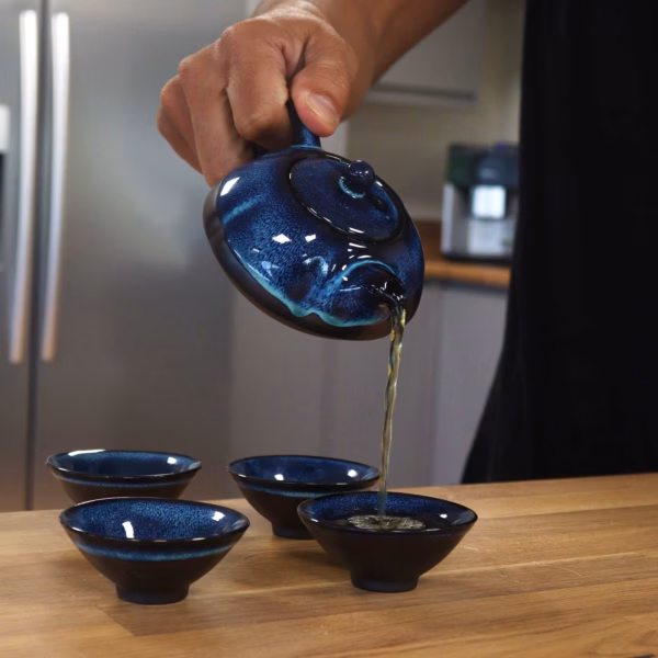 Set Théière Herbal Bleue - Pot &Amp; Quatre Tasses – Image 5