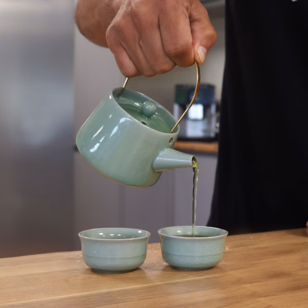 Herbal Jade Tekanne Sett - Kanne Og To Kopper - Bilde 4