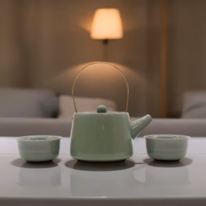 Herbal Jade Tekanne Sett - Kanne Og To Kopper
