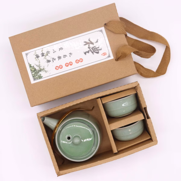 Herbal Jade Tekanne Sett - Kanne Og To Kopper - Bilde 5