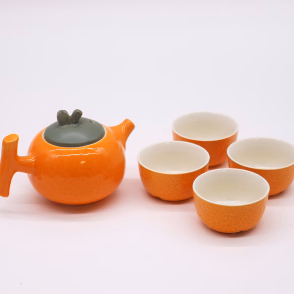 Orangeörttekanna Set - Tekanna &Amp; Fyra Koppar - Bild 5