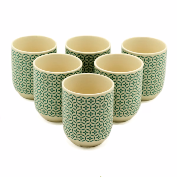 Herbal Tea Cups - Green Mosiac