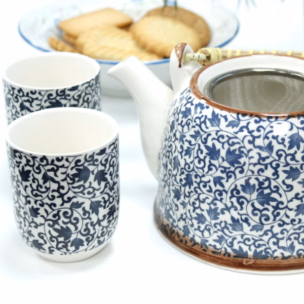 Herbal Teapot Set - Blue Pattern - Image 6