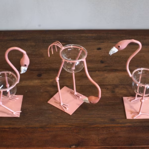 Hydroponisk Hjemmedekor - Rosa Metallflamingo Des 2