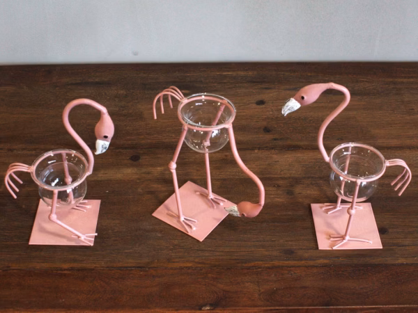 Hydroponisk Hjemmedekor - Rosa Metallflamingo Des 2 - Bilde 3