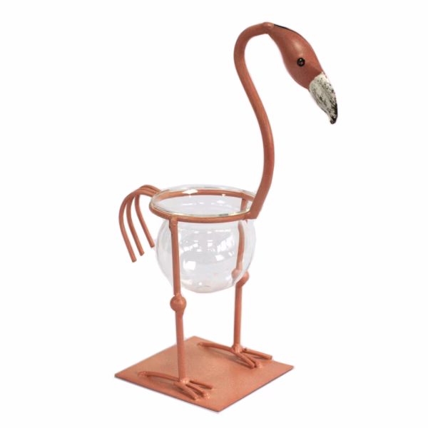Hydroponisk Hjemmedekor - Rosa Metallflamingo Des 2