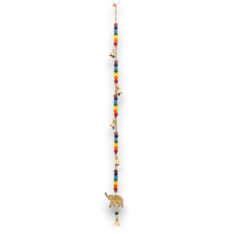 Indian-Chimes-Brass-Elephant-with-Chakra-Beads-String-Bells-53cm