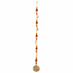 Indisk Vindspill / Vindklokker - Livets Blomst I Messing med Rudraksha-Perler String Bells - 6x63cm