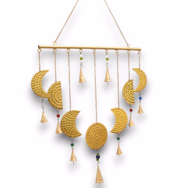 Indisk Vindspill / Vindklokker - Messing Moon Phases Chimes - 43x40Cm - Bilde 2