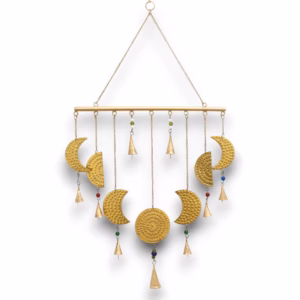 Indisk Vindspill / Vindklokker - Messing Moon Phases Chimes - 43x40Cm