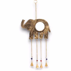 Indisk Vindspill / Vindklokker - Elephant Mirror 4 Bells - 24x60Cm Stor