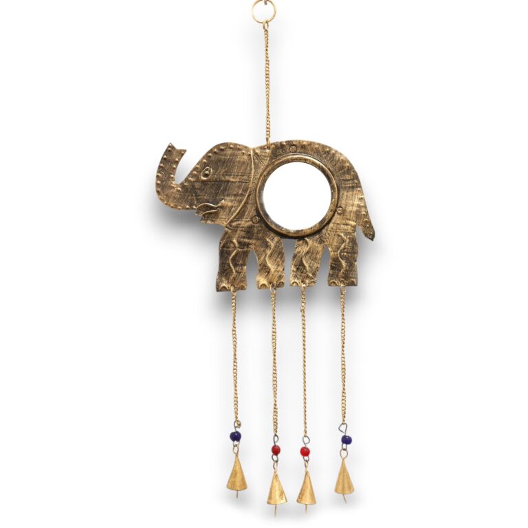Indian-Chimes-Elephant-Lrg-Mirror-4-Bells-24x60cm
