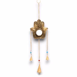 Indisk Vindspill / Vindklokker - Hamsa Sm Mirror 3 Bells - 14x55cm