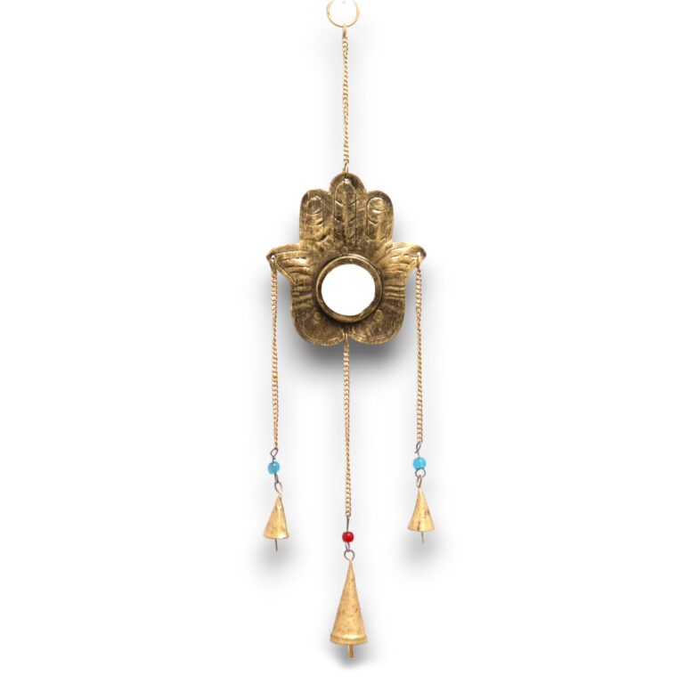 Indian-Chimes-Hamsa-Sm-Mirror-3-Bells-14x55cm