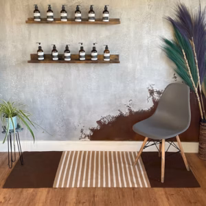 Indischer Baumwollteppich - Dunkelbraun / Beige - 70x170cm