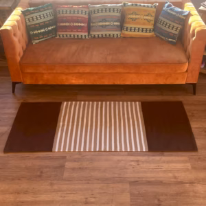 Indischer Baumwollteppich - Dunkelbraun / Beige - 70x170cm