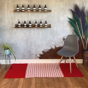 Indischer Baumwollteppich - Rot/Rosa - 70x170cm