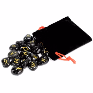 Juego de Runa de la India en Bolsas - Ónix Negro