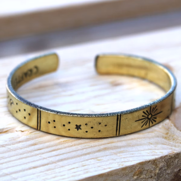 Pulsera De Inspiración - Latón Amanecer, Galaxia, Estrellas, Tierra - Imagen 5