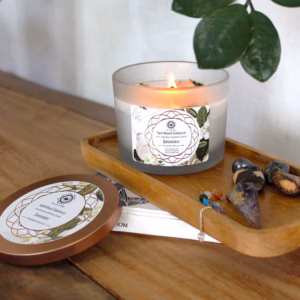 Jasmin - Und Kristallquarz - Edelsteinkerze - Spirituelle Balance