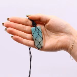 Laced Gemstone Flat Point Pendant - Amazonite