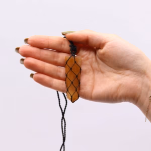 Laced Gemstone Flat Point Pendant - Golden Quartz