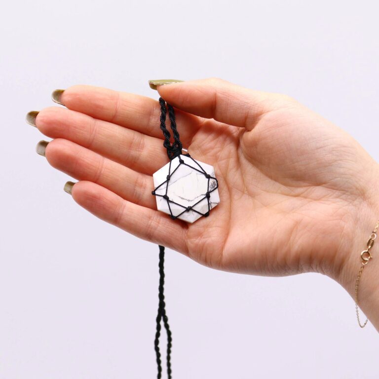 Laced-Gemstone-Hexagon-Pendant-White-Howlite
