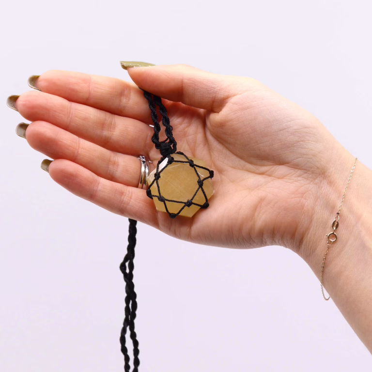 Laced-Gemstone-Hexagon-Pendant-Yellow-Quartz