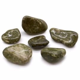 Pose med 6 Store Afrikanske Tromlede Stener - Epidote Snowflake