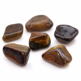 Pose med 6 Store Afrikanske Tromlede Stener - Tigers Eye - Varigated