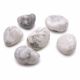 Pose med 6 Store Afrikanske Tromlede Stener - Hvit Howlite - Magnesitt